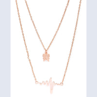 Mahi Rosegold Plated Stylish Fashionable Multilayer Chain Charm Pendants Necklace (PS1101761Z)