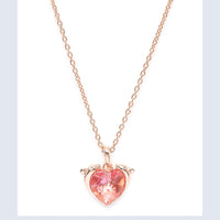 Mahi Heart Dolphino Pendant with Solitaire Pink Swarovski Crystal for Women (PS1101764ZPin)