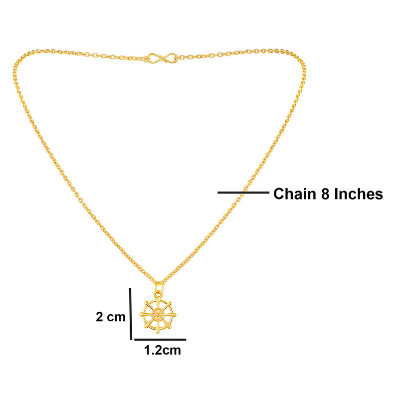Mahi Gold Plated Wheel Pendant with Chain for Men and Women (PS1101777G)