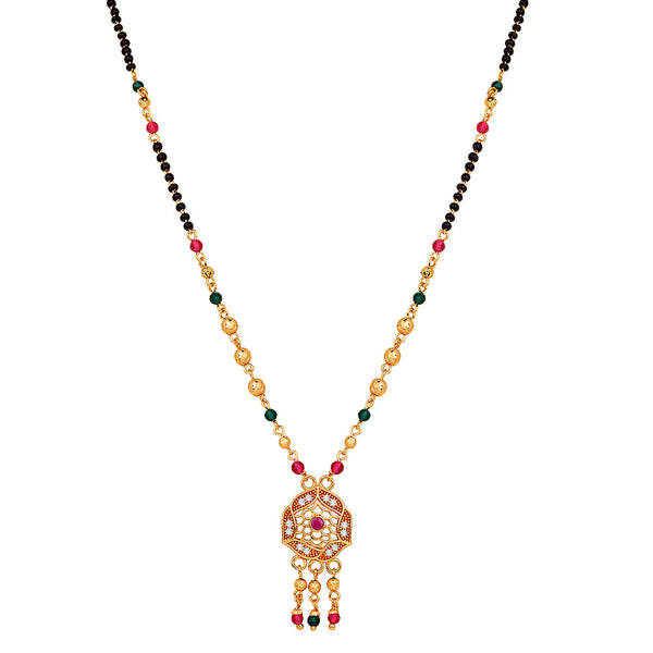 Mahi Adorable Mangalsutra / Tanmaniya with Black Beaded Chain and Crystals for Women (PS1101787G)