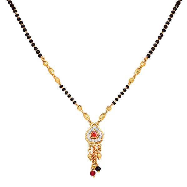 Mahi Adorable Mangalsutra / Tanmaniya with Black Beaded Chain and Crystals for Women (PS1101788G)