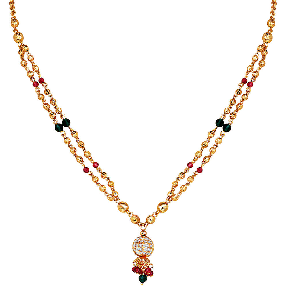 Mahi Adorable Mangalsutra / Tanmaniya with Black Beaded Dual Chain and Crystals for Women (PS1101792G)