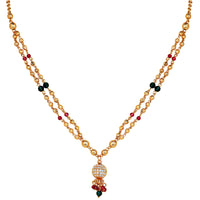 Mahi Adorable Mangalsutra / Tanmaniya with Black Beaded Dual Chain and Crystals for Women (PS1101792G)