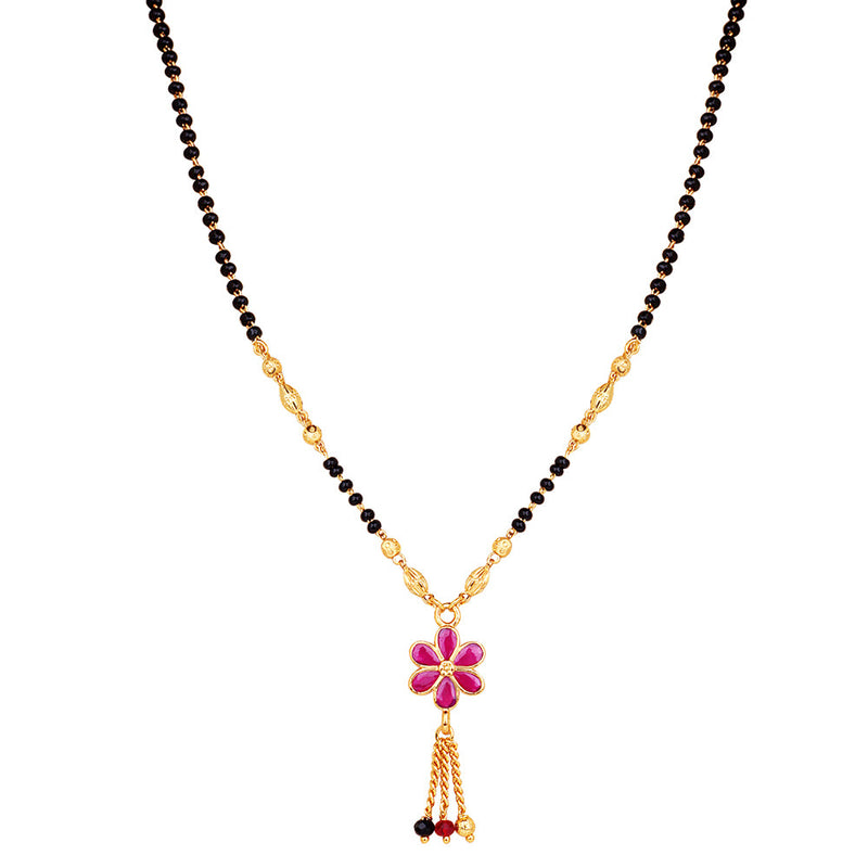 Mahi Adorable Mangalsutra / Tanmaniya with Black Beaded Chain and Crystals for Women (PS1101793G)