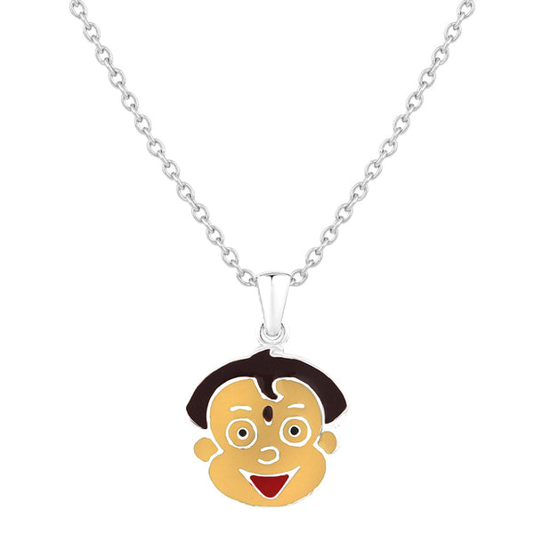 Mahi Rhodium Plated Cartoon Pendant for Kids with Meena Work Enamel (PS1101842R)