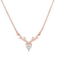 Mahi Deer Heart Shaped Necklace Pendant Chain with Cubic Zirconia Valentine Gift for Women (PS1101846Z)