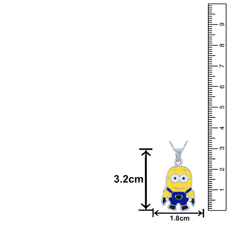 Mahi Rhodium Plated Cartoon Pendant for Kids with Blue and Yellow Mee Work Emel (PS1101851R)