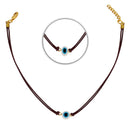 Mahi Gold Plated Evil Eye Adjustable Rope Necklace for Women (PS1101862G)