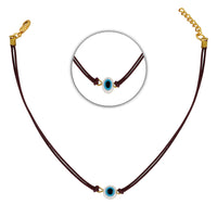 Mahi Gold Plated Evil Eye Adjustable Rope Necklace for Women (PS1101862G)