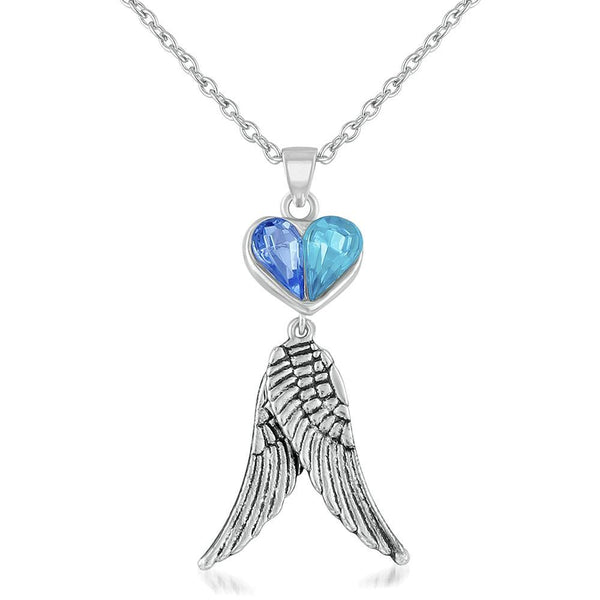 Mahi Glamorous Heart and Wings Pendant