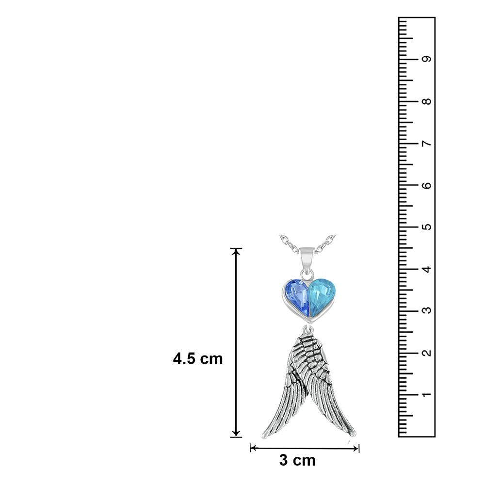 Mahi Glamorous Heart and Wings Pendant