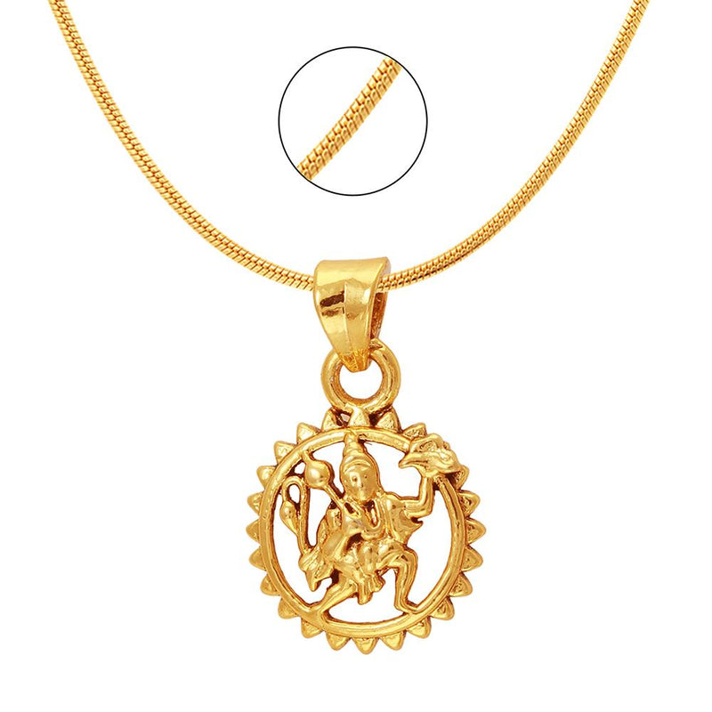 Mahi Hanuman Gold Plated Religious God Pendant