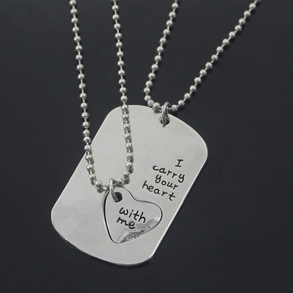 Mahi Long Distance Relationship I Carry Your Heart with Me Couple Pendant with Ball Chain for Men and Women (PSCO1101730R)