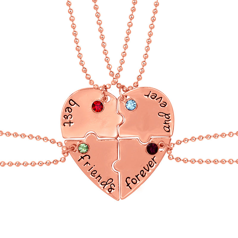 Mahi Rosegold Plated Best Friend Forever Unisex Pendant with Multicolor Crystals (PSCO1101795Z)