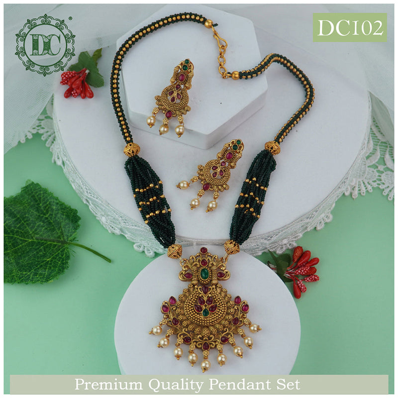 Diksha Collection Gold Plated Pota Stone Long Necklace Set