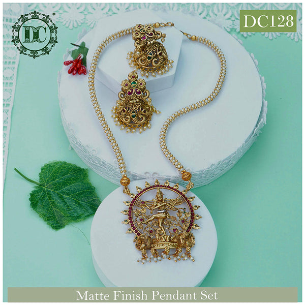 Diksha Collection Matte Finish Temple Long Necklace Set