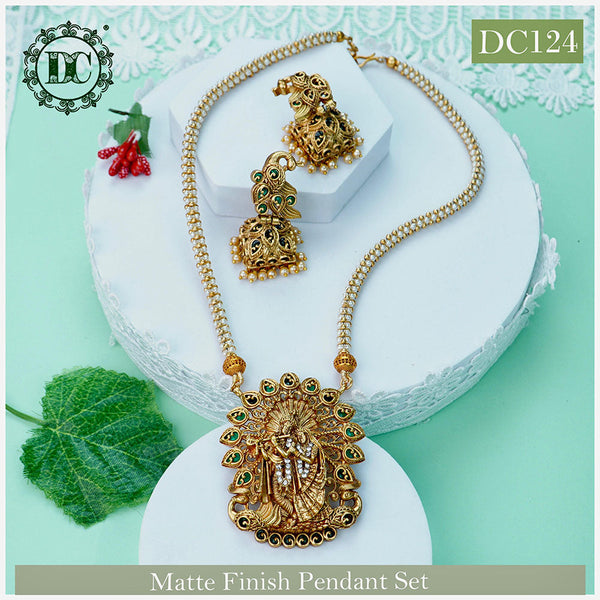 Diksha Collection Matte Finish Temple Long Necklace Set