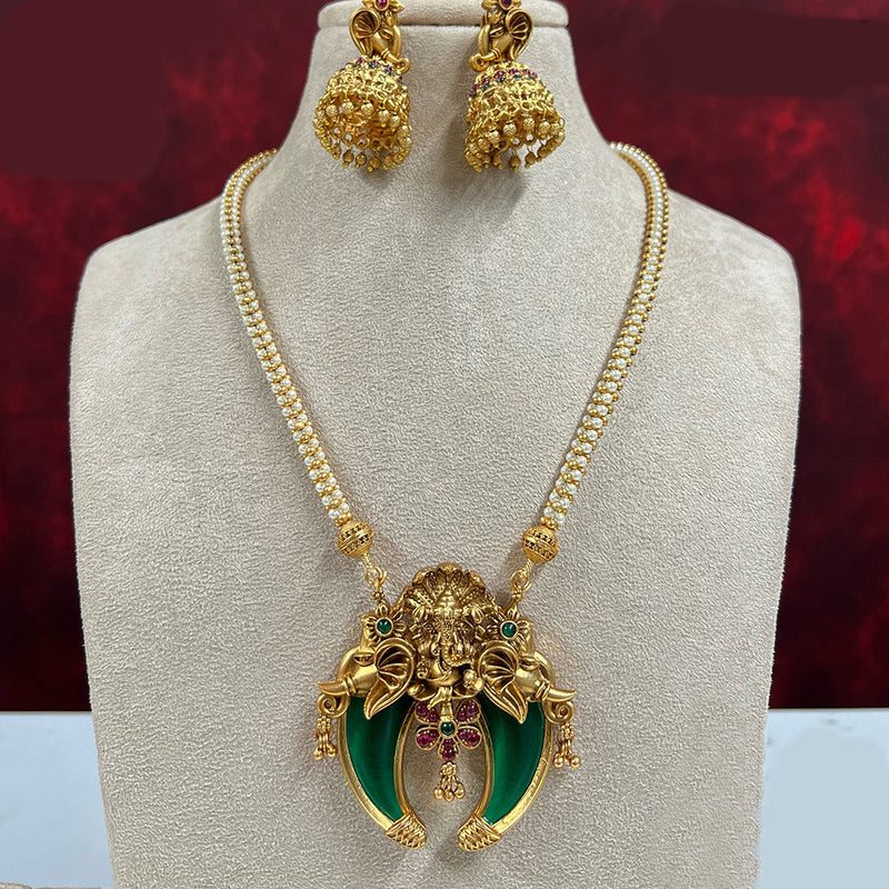 Diksha Collection Gold Plated Pota Stone Necklace Set