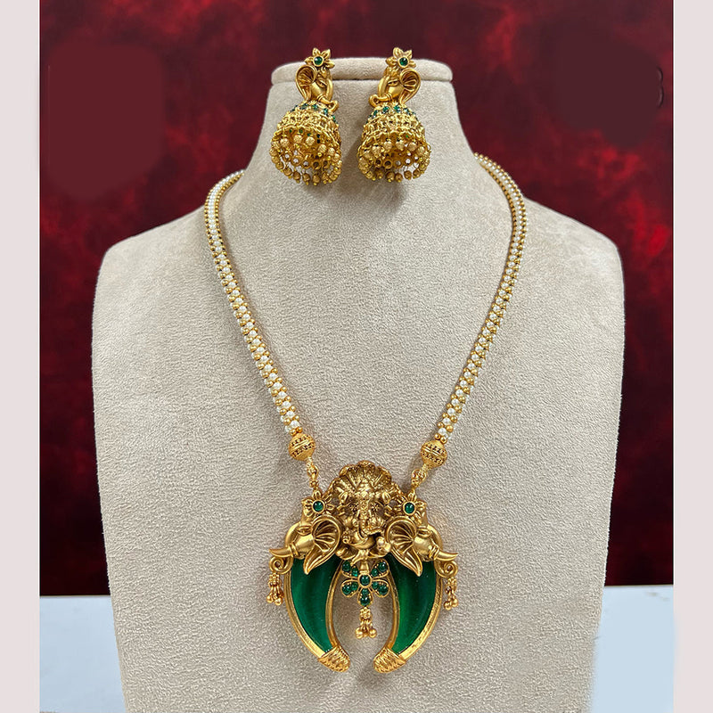 Diksha Collection Gold Plated Pota Stone Necklace Set