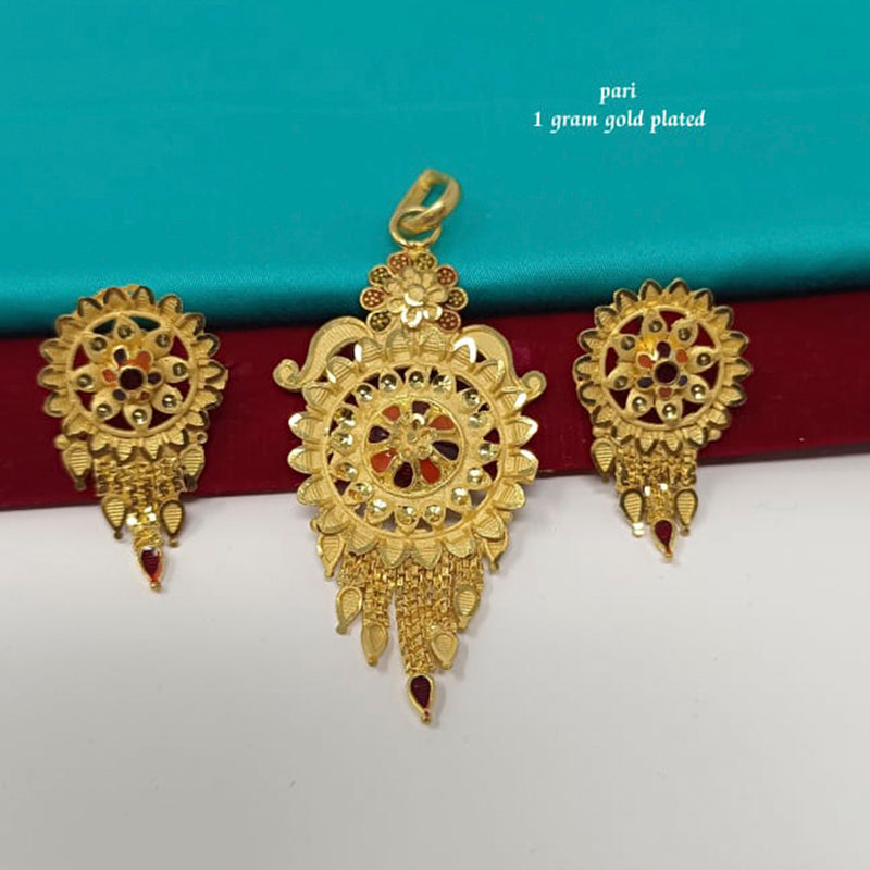 Pari Art Jewellery 1 Gram Gold Plated Pendant & Earrings Set