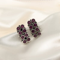 Nipura Dark Pink Polki Stud Earrings