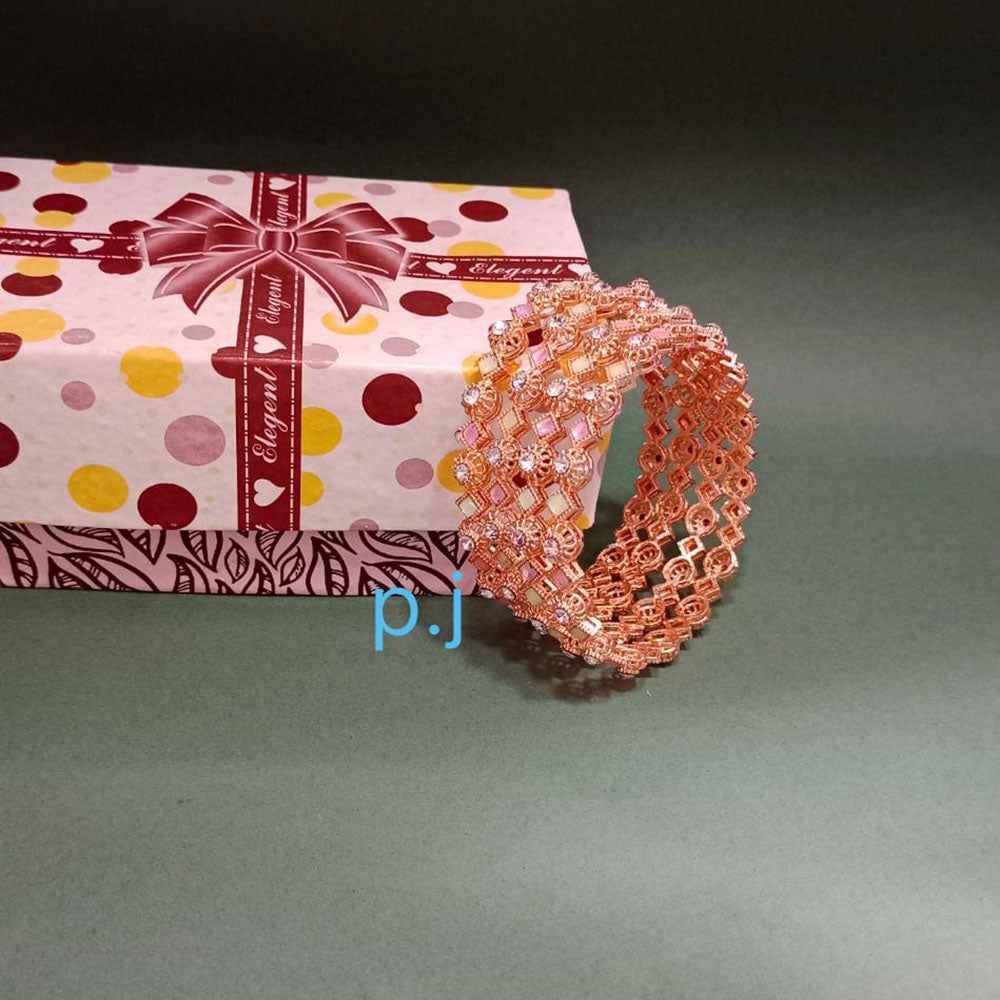 Pooja Bangles Rose Gold Plated Designer Bangles Set