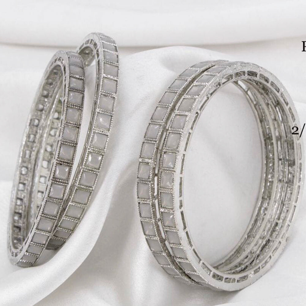 Pooja Bangles Silver Plated Crystal Stone Bangles Set
