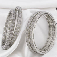 Pooja Bangles Silver Plated Crystal Stone Bangles Set