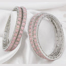 Pooja Bangles Silver Plated Crystal Stone Bangles Set