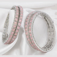 Pooja Bangles Silver Plated Crystal Stone Bangles Set