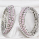Pooja Bangles Silver Plated Crystal Stone Bangles Set
