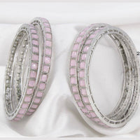 Pooja Bangles Silver Plated Crystal Stone Bangles Set