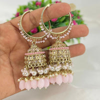 Pooja Bangles Gold Plated Kundan & Beads Jhumka Earrings