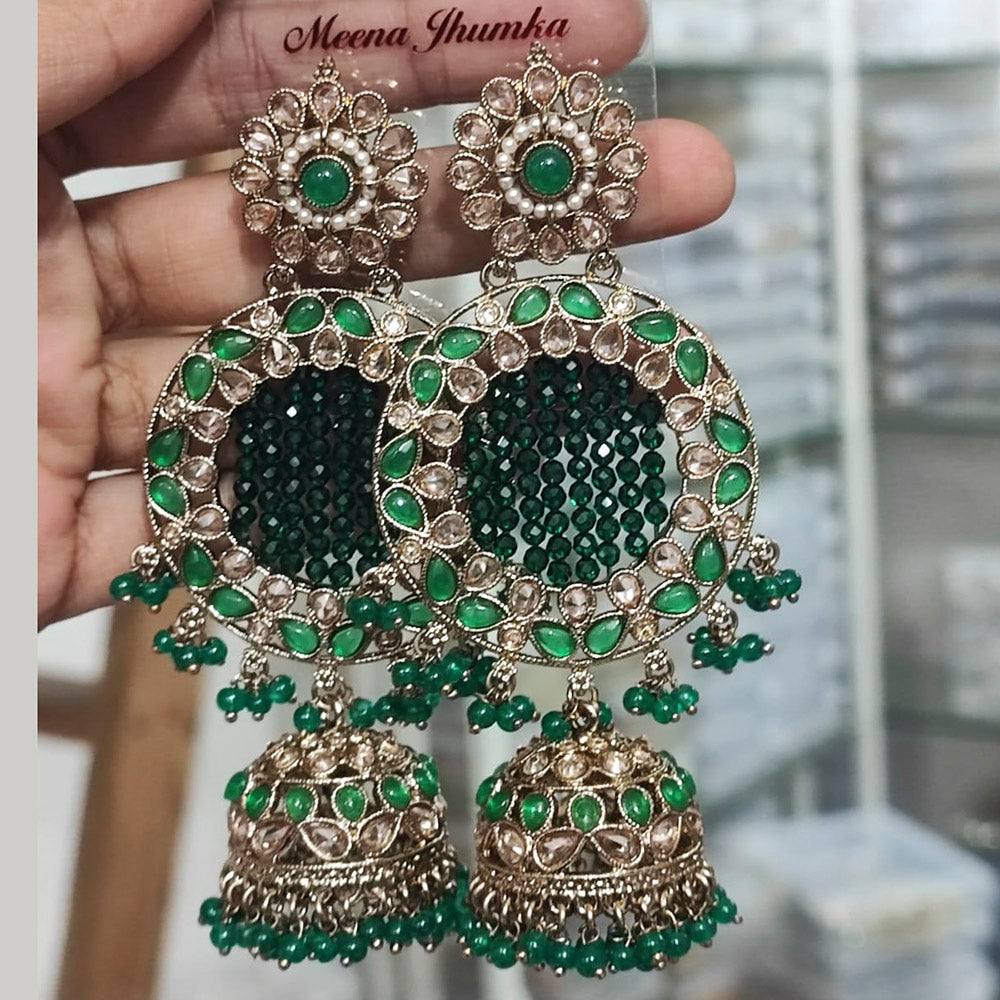 Pooja Bangles Gold Plated Crystal Pearl Jhumka Earrings