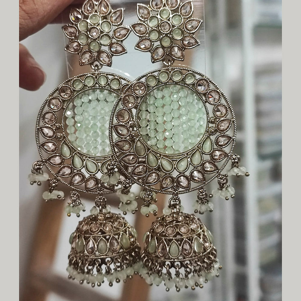 Pooja Bangles Gold Plated Crystal Pearl Jhumka Earrings