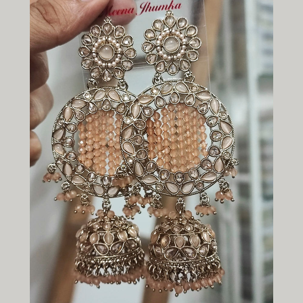 Pooja Bangles Gold Plated Crystal Pearl Jhumka Earrings