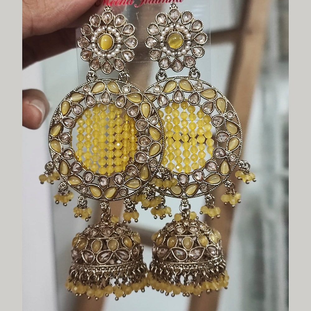 Pooja Bangles Gold Plated Crystal Pearl Jhumka Earrings