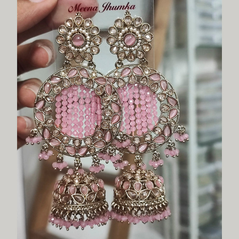 Pooja Bangles Gold Plated Crystal Pearl Jhumka Earrings