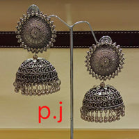 Pooja Bangles Oxidized Jhumka Earrings