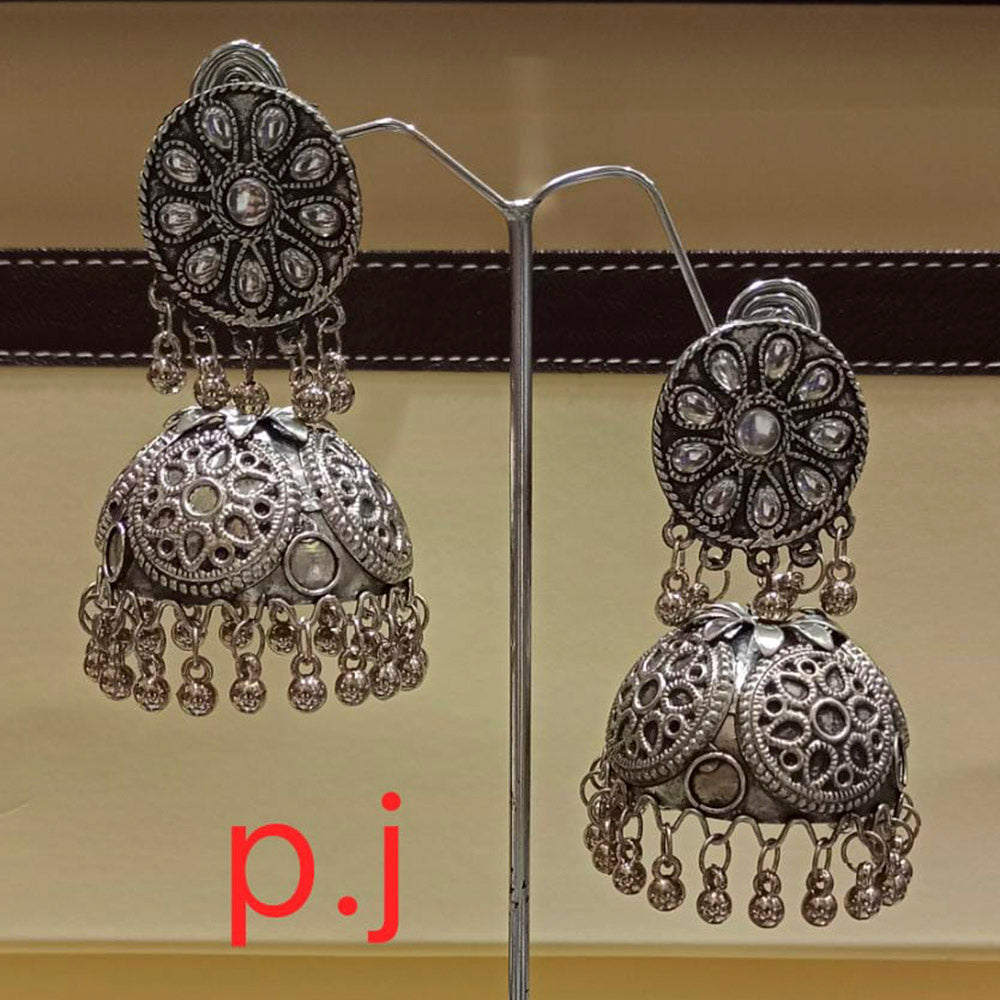 Pooja Bangles Oxidised Plated Jhumka Earrings