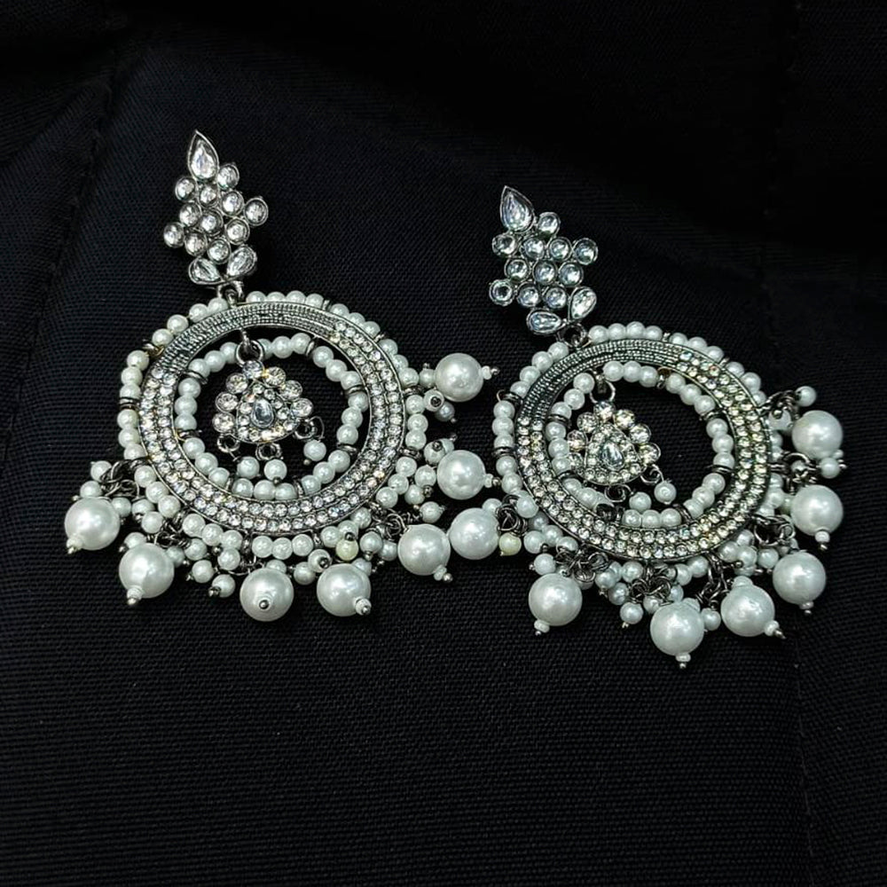 Pooja Bangles Oxidised Plated Pearl Dangler Earrings