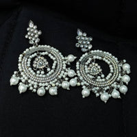 Pooja Bangles Oxidised Plated Pearl Dangler Earrings