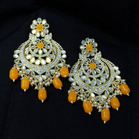 Pooja Bangles Gold Plated Mirror & Beads Dangler Earrings