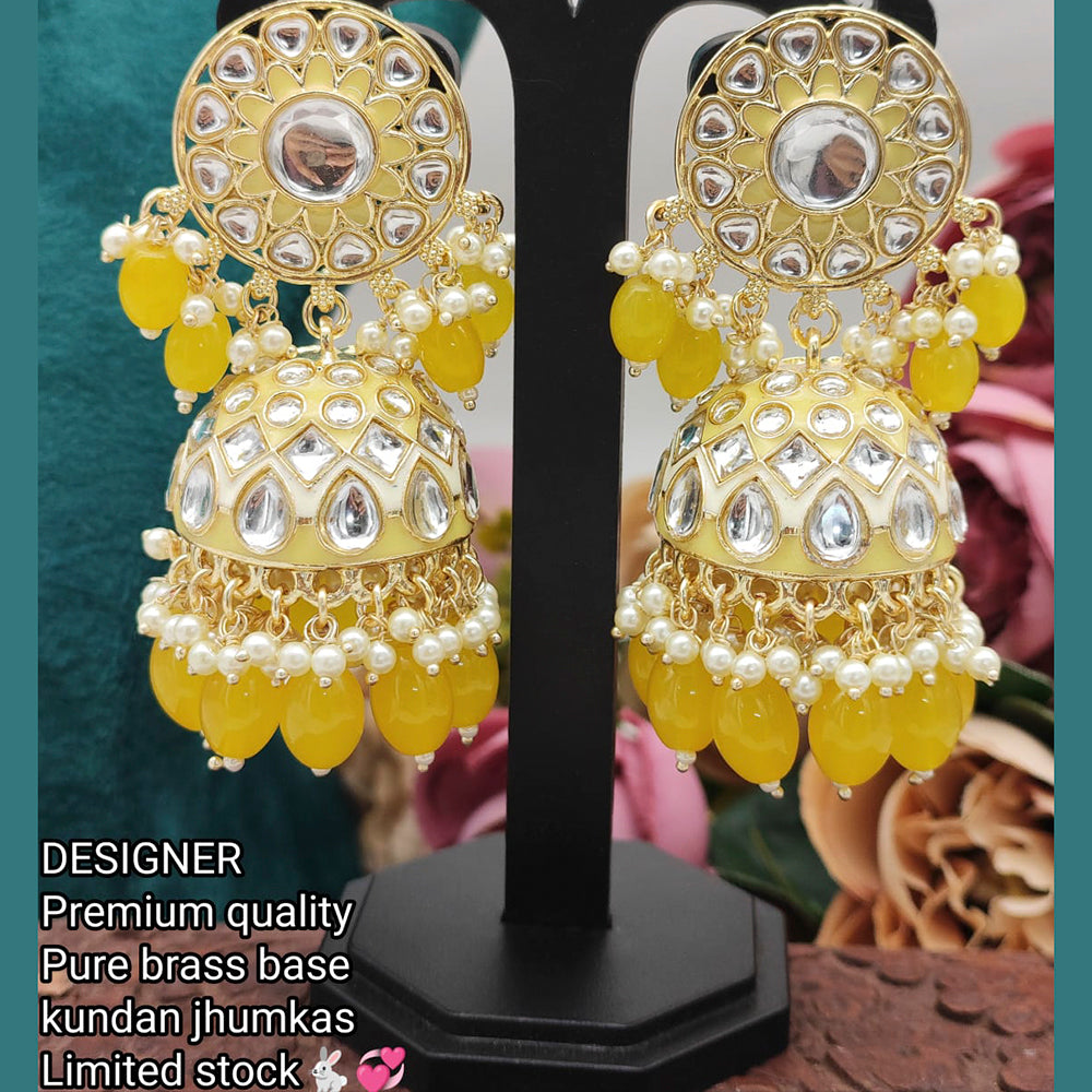 Pooja Bangles Gold Plated Kundan & Meenakari Jhumka Earrings