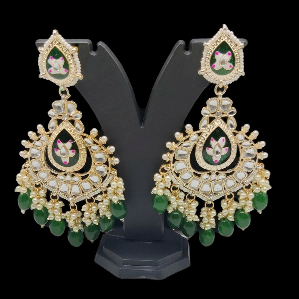 Pooja Bangles Gold Plated Kundan And Meenakari Earrings