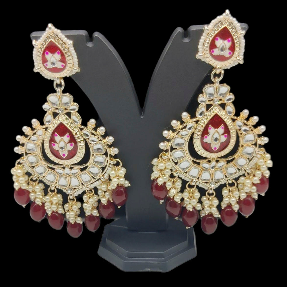 Pooja Bangles Gold Plated Kundan And Meenakari Earrings