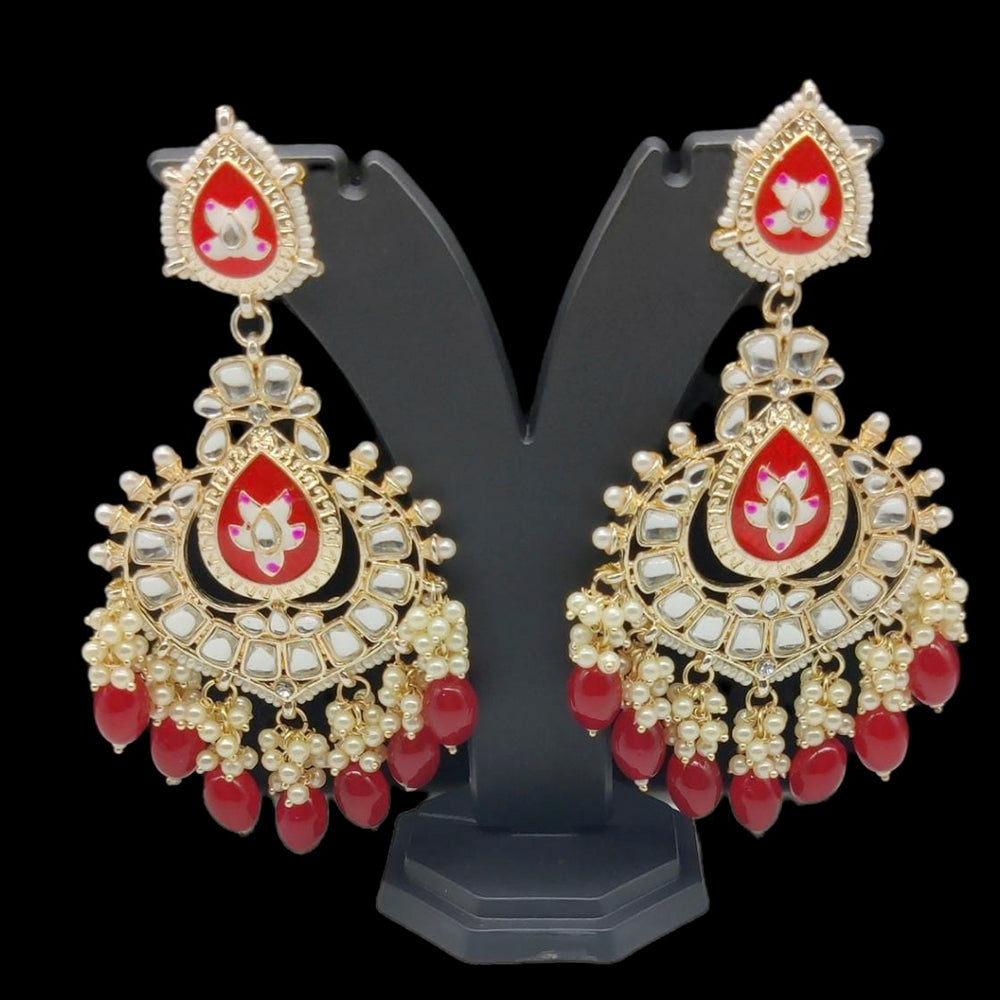 Pooja Bangles Gold Plated Kundan And Meenakari Earrings