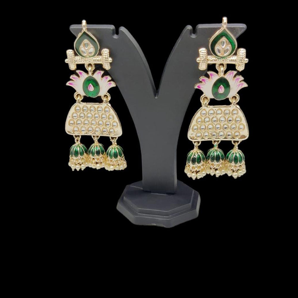 Pooja Bangles Kundan & Meenakari Earrings