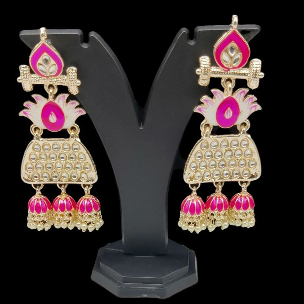Pooja Bangles Kundan & Meenakari Earrings