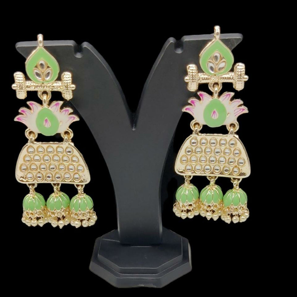 Pooja Bangles Kundan & Meenakari Earrings